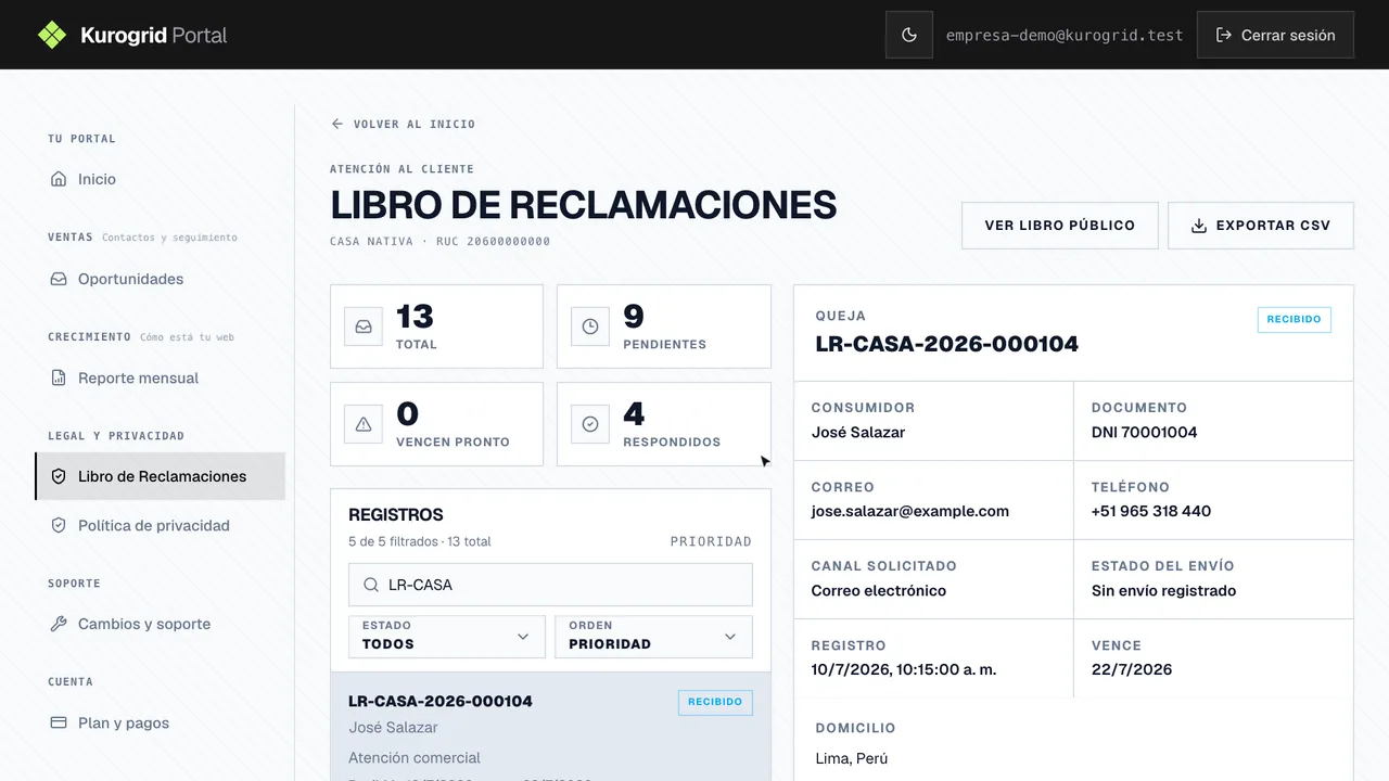 Libro de Reclamaciones, screen recording